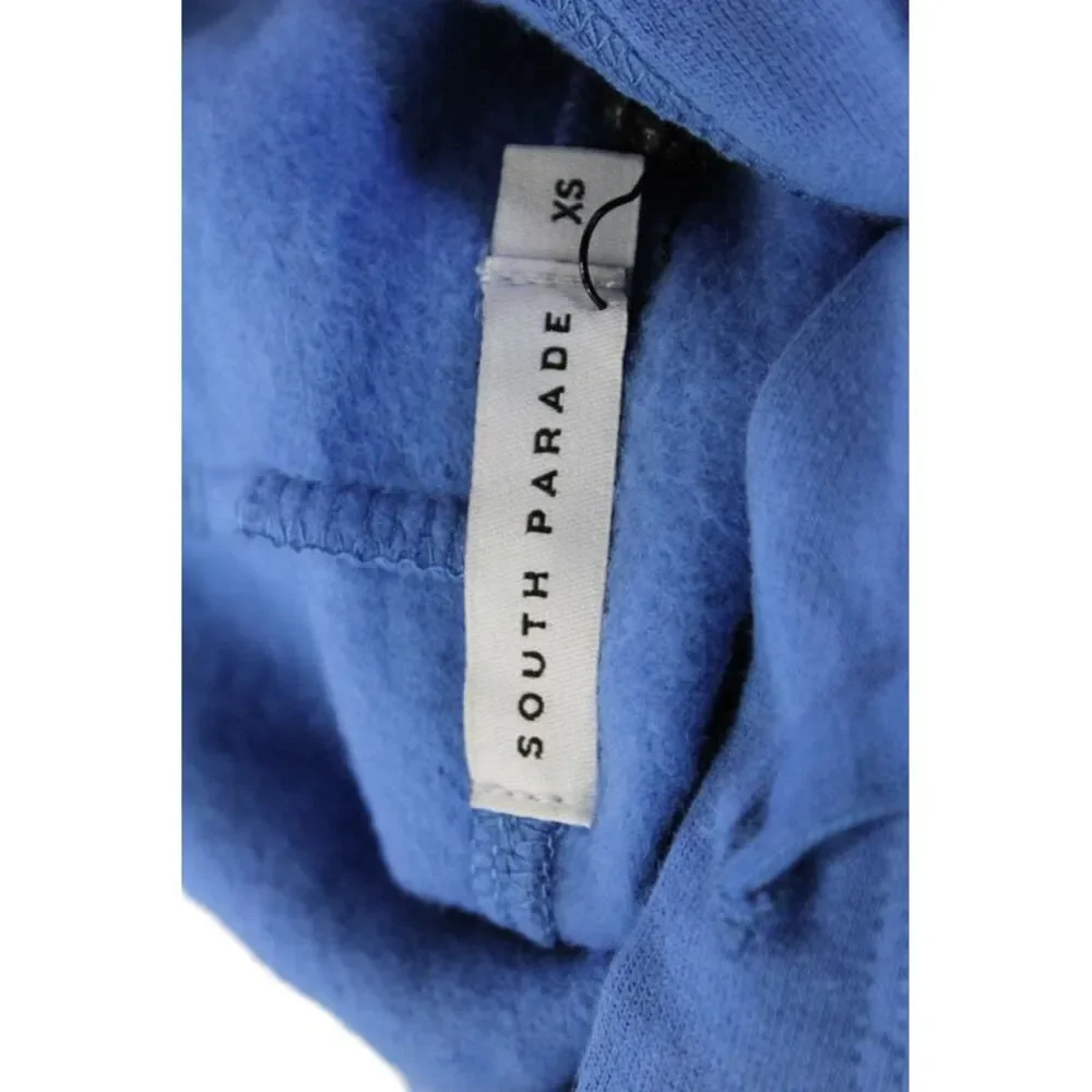 South Parade Womens Pullover Logo Hoodie Sweatshirt Blue Cotton Size Extra Small